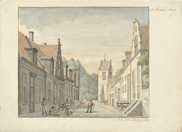 Straat in het dorp Oosterland op Duiveland 1822
