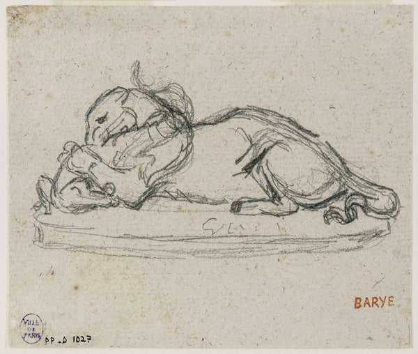 Tigre dévorant un gavial 19th century