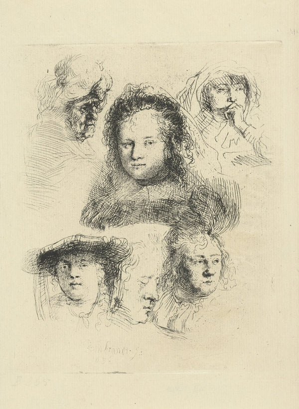 Studies van het hoofd van Saskia en anderen 1805 1844