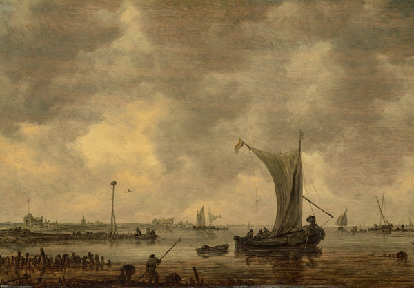 A river estuary with shipping and fishermen on the shore 1647