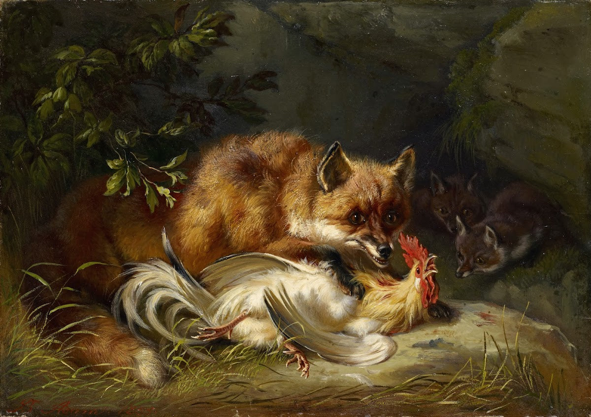 Fox Attacking a Cock 1855