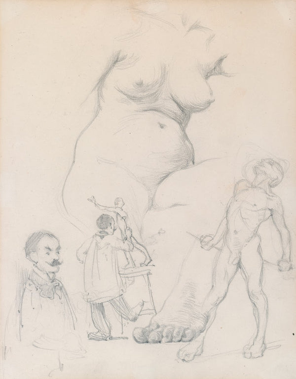 Sketches of a Female Nude a Male Model and a Sculptor c1899