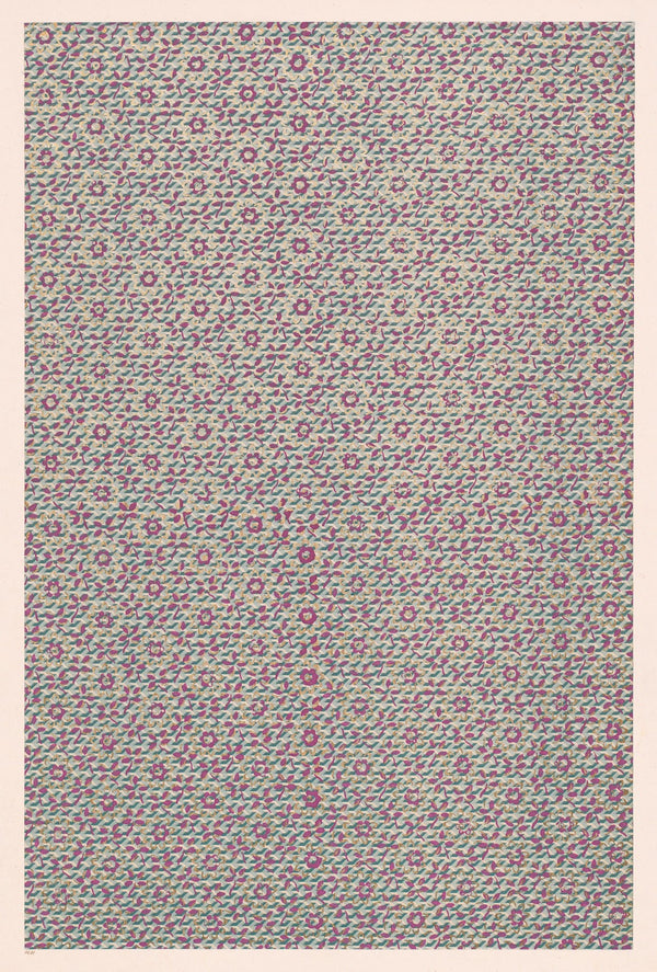 Walzendruckpapier mit Golddruck Gittermuster mit Blüten 1855 1900