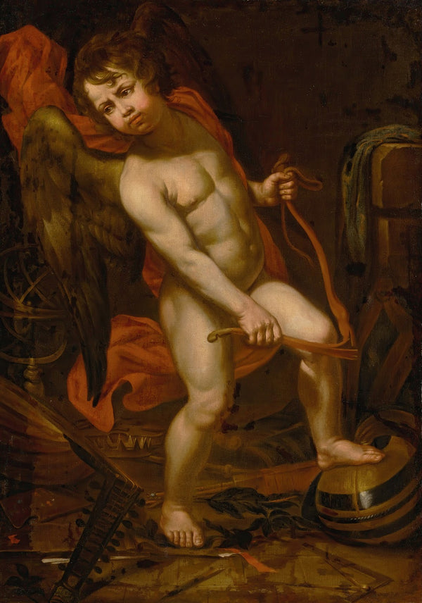 Cupid breaking his bow