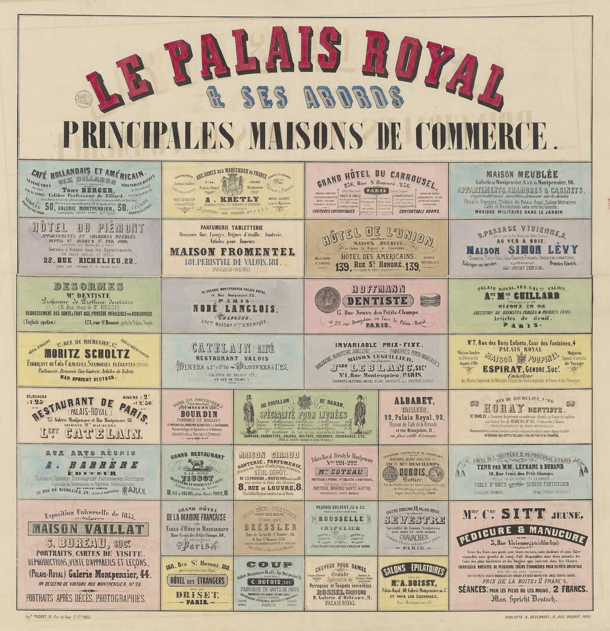 Le Palais Royal et ses abords placard dannonces publicitaires pour différents co