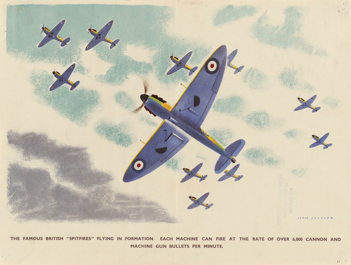 The Famous British Spitfires Flying in Formation