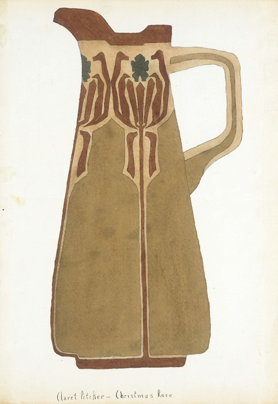 Claret Pitcher Christmas Rose circa 1915