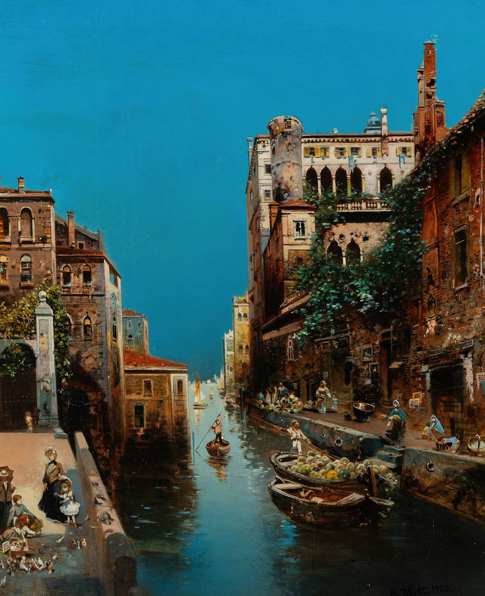 Sunny afternoon along a bustling canal Venice 1903