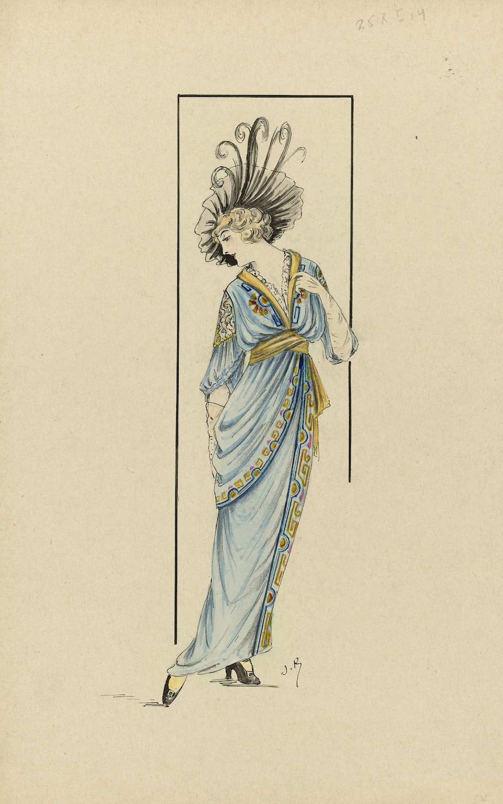 Vrouw in blauwe jurk 1913 1914 c 1912 c 1913