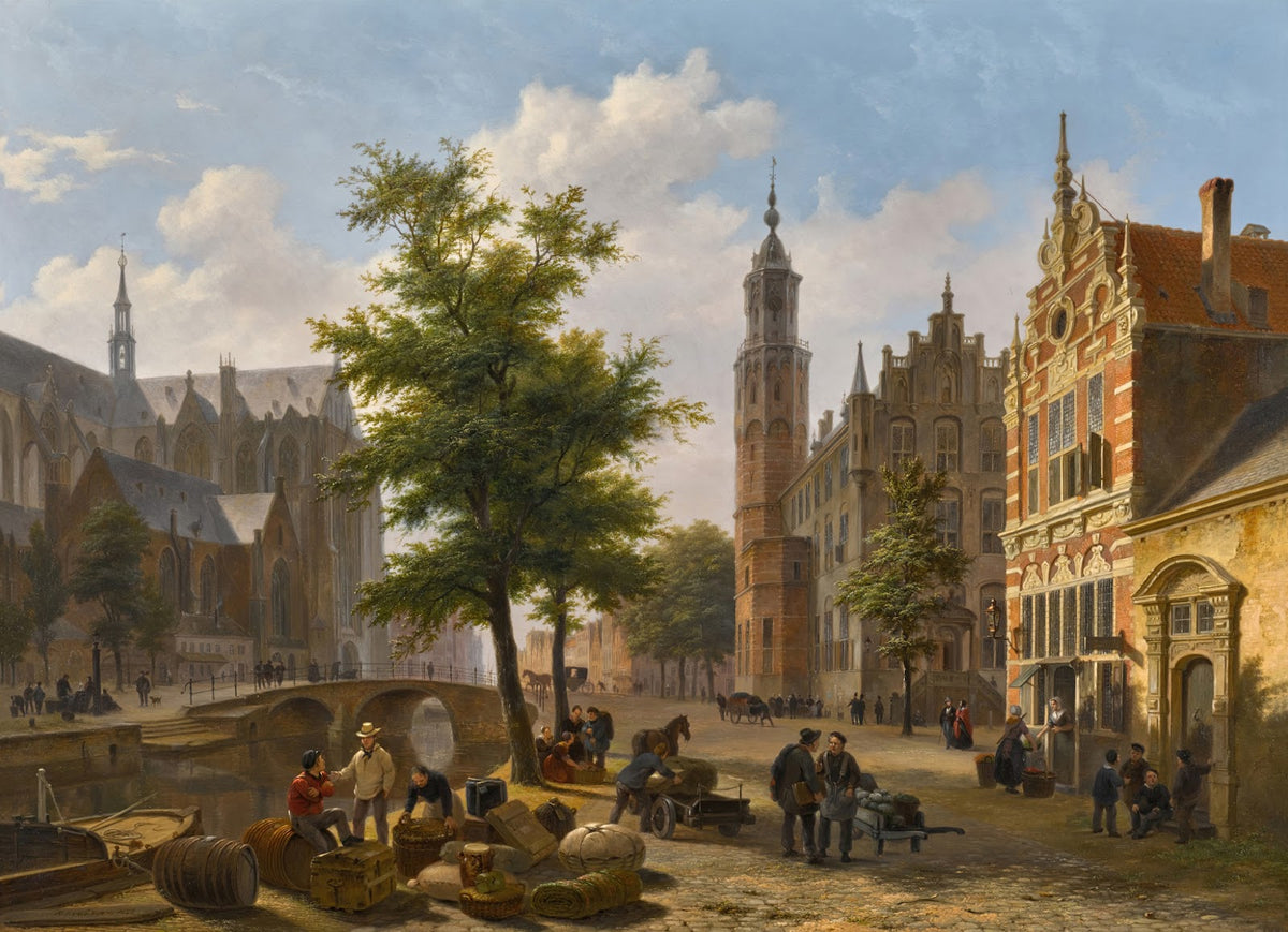 A Busy Market Place ina Dutch Town 1858