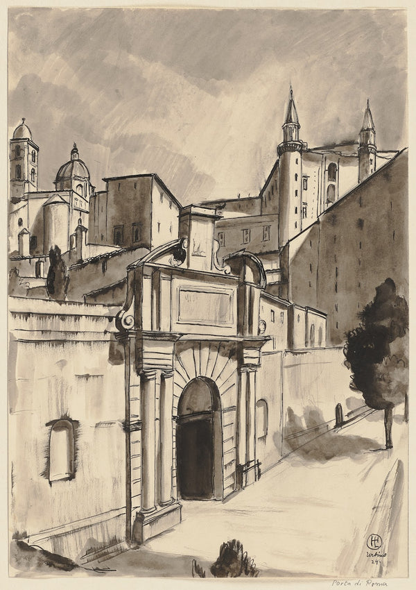 Die Porta Valbona in Urbino 1924