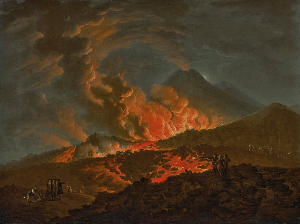 Vesuvius erupting at night