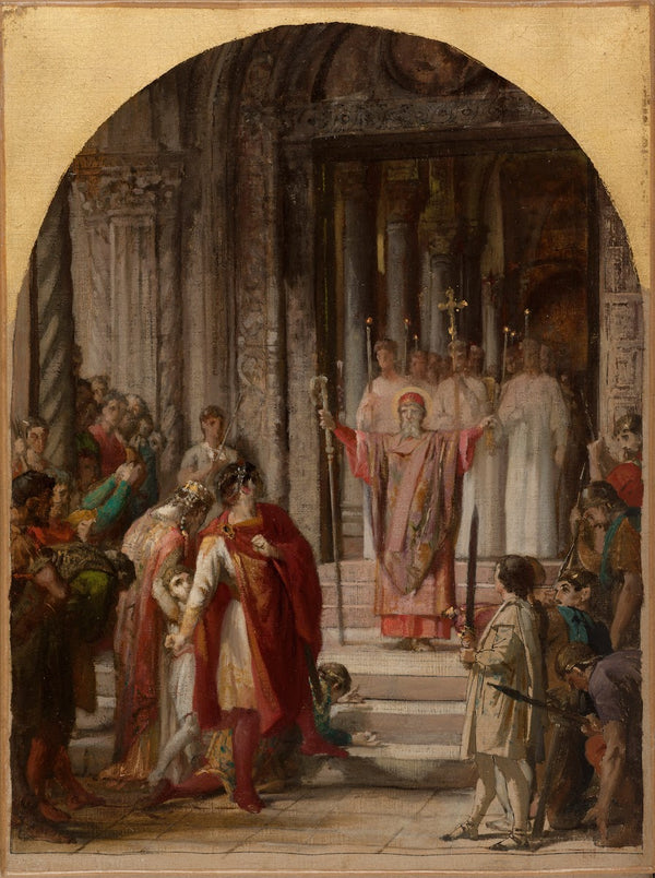 Saint Ambroise interdit lentrée du lieu saint à lempereur Théodose coupable du m