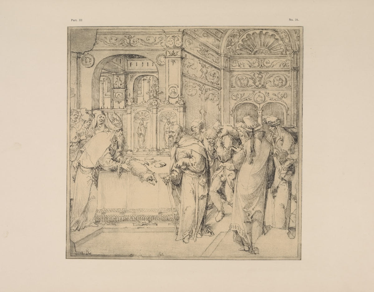 Drawing of scene in temple at Jerusalem 1900
