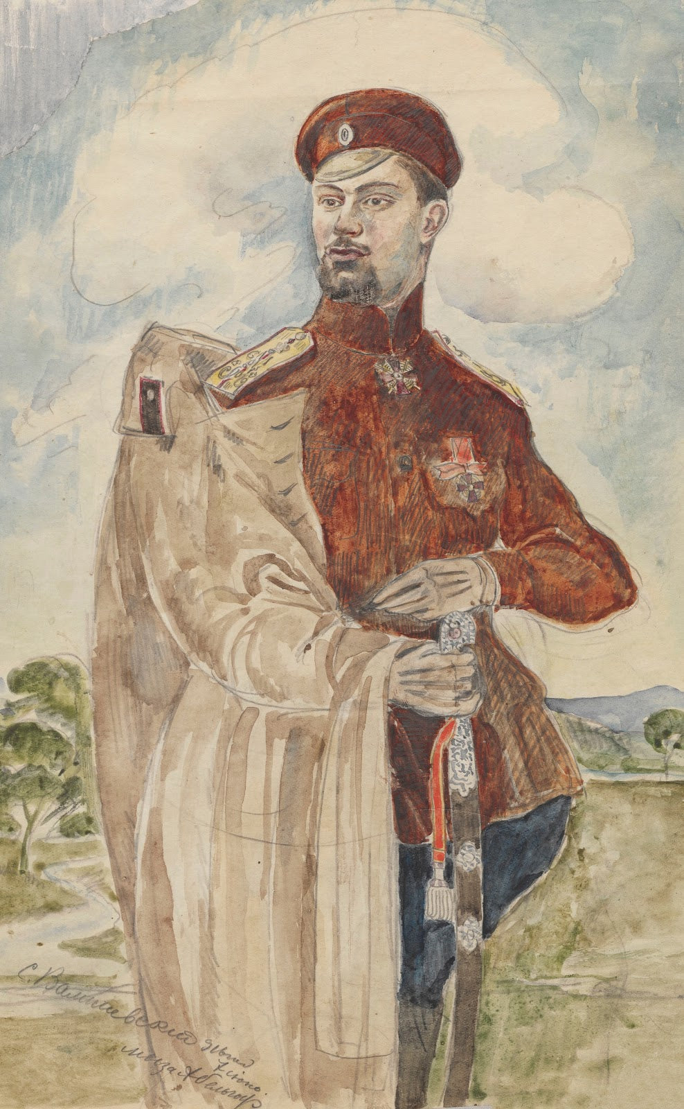 Portrait of the artists brother in law Kirill Zdanevich 1916