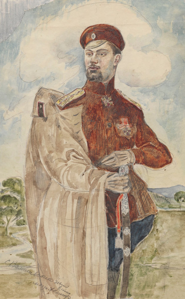 Portrait of the artists brother in law Kirill Zdanevich 1916