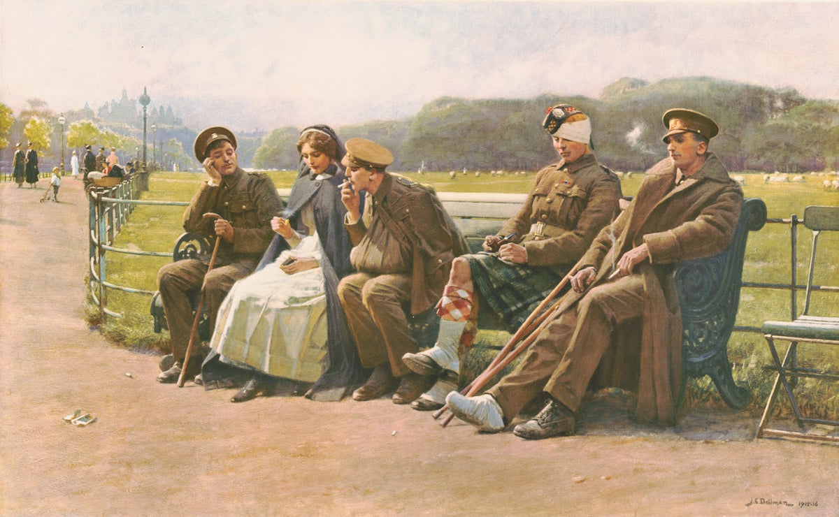 Recuperating soldiers c1916