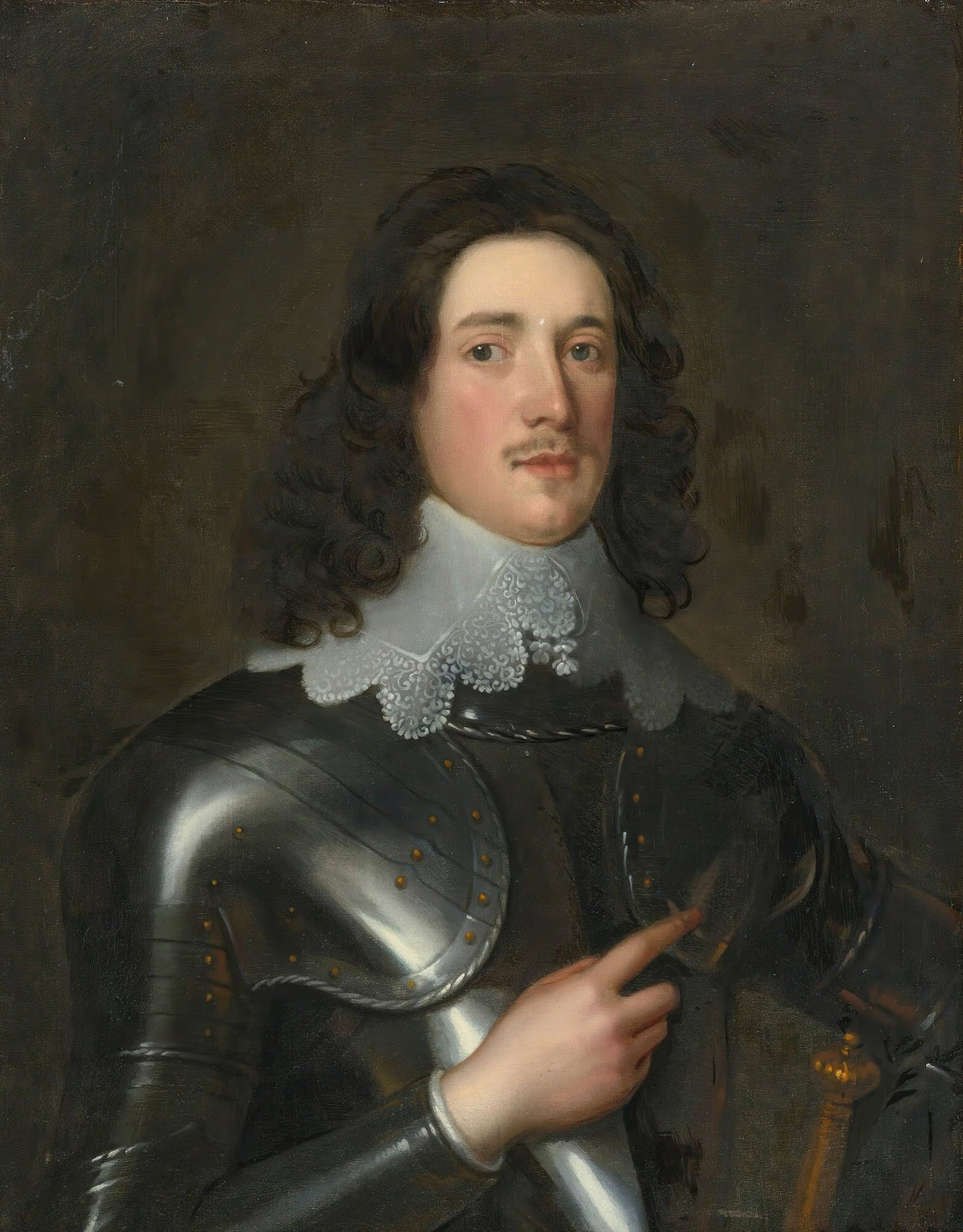 Portrait of a young man in armor with a lace collar