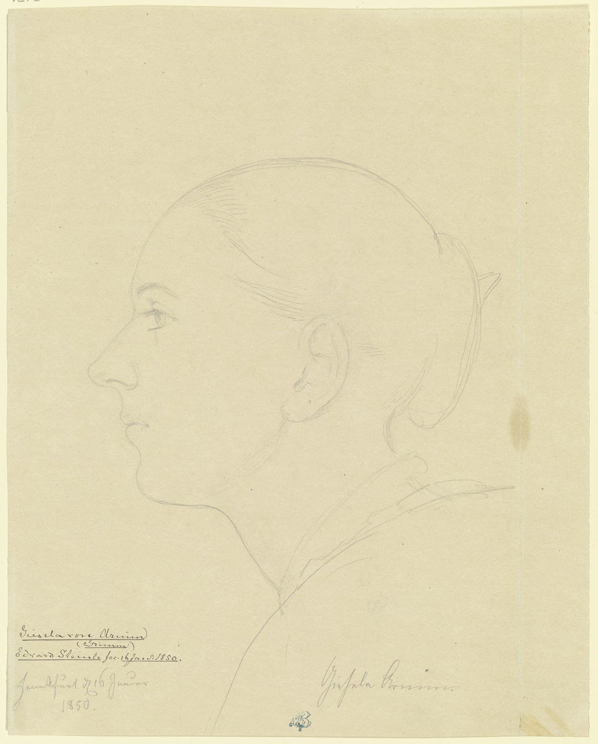Gisela von Arnim im Profil nach links 1850