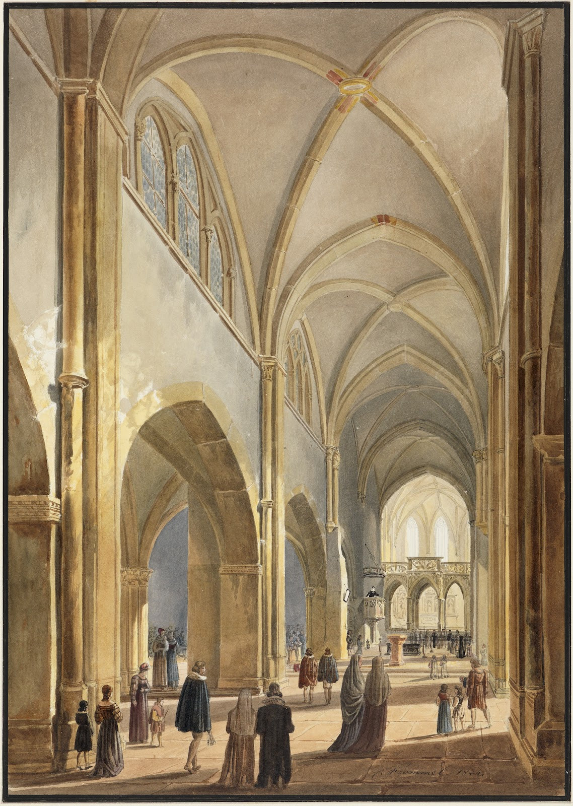 Das Innere der Schloßkirche St Michael in Pforzheim 1824