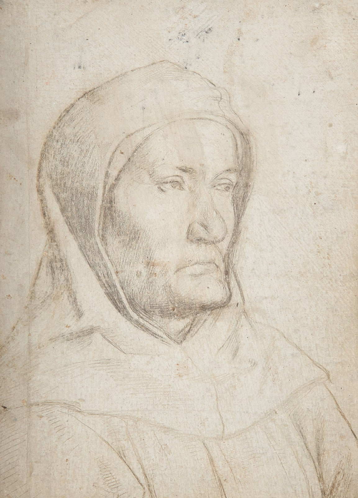 Mönch mit übergezogener Kaputze nach rechts 1502