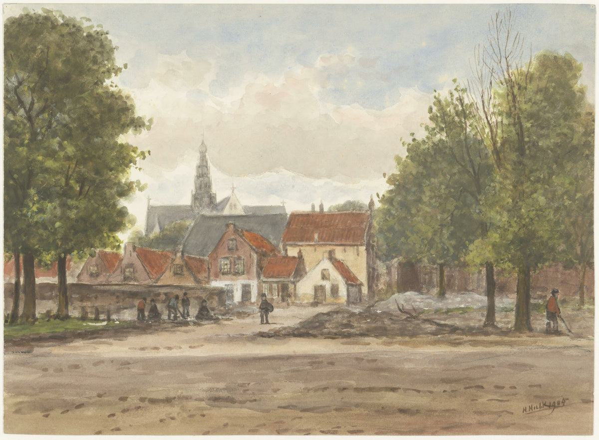 Jacobstraat bij de Zuiderstraat met terrein der gesloopte gasfabriek 1904