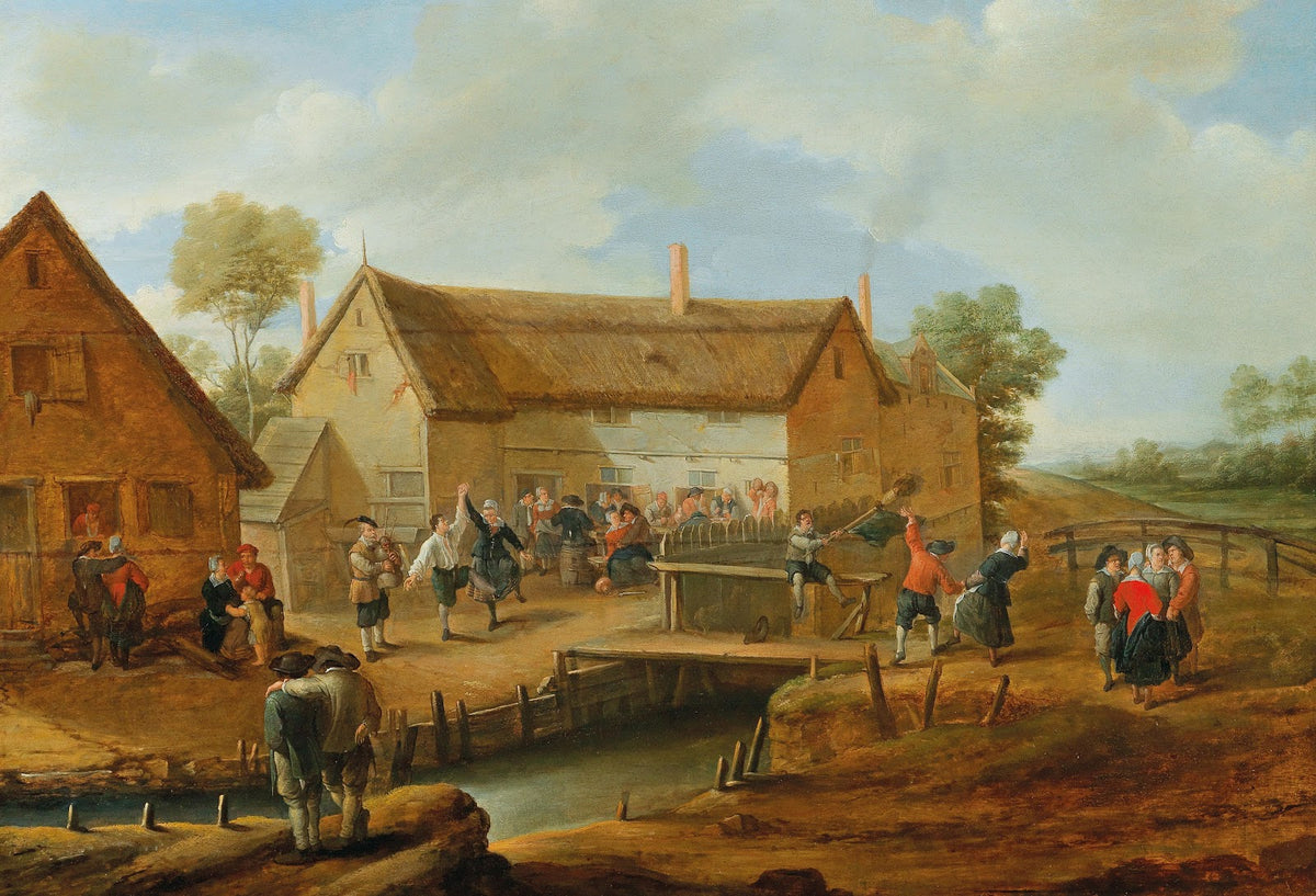 A peasant dance outside a farmhouse