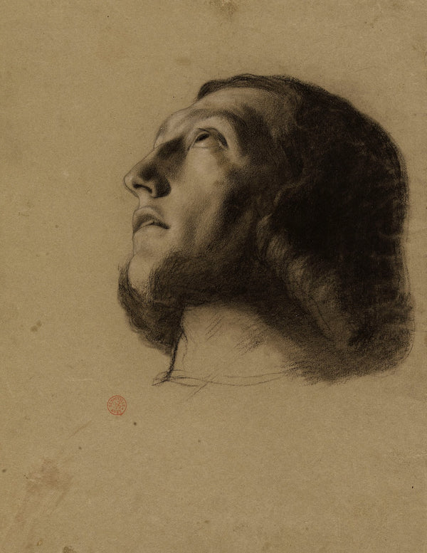 Tête dhomme levée vers la gauche 19th century