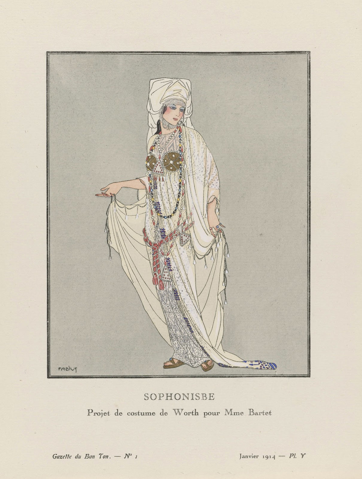 Sophonisbe Projet de Costume de Worth pour Mme Bartet 1914