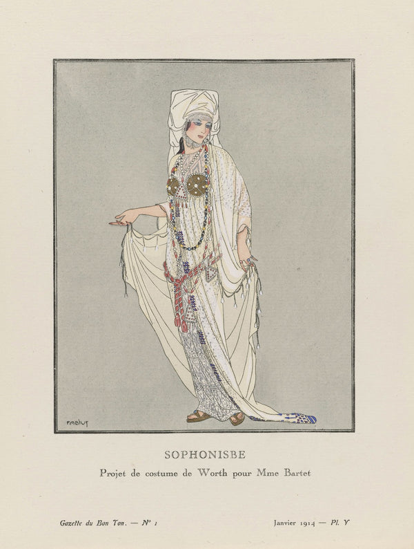 Sophonisbe Projet de Costume de Worth pour Mme Bartet 1914