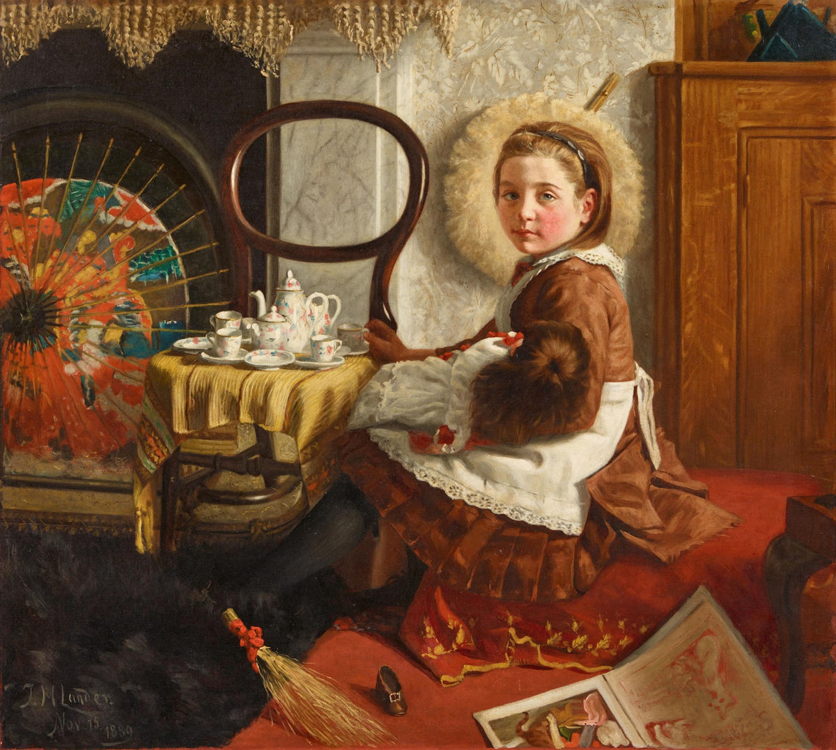 Portrait der Elsie Esther Cornish im Alter von 7 Jahren an einem Tisch sitzend m
