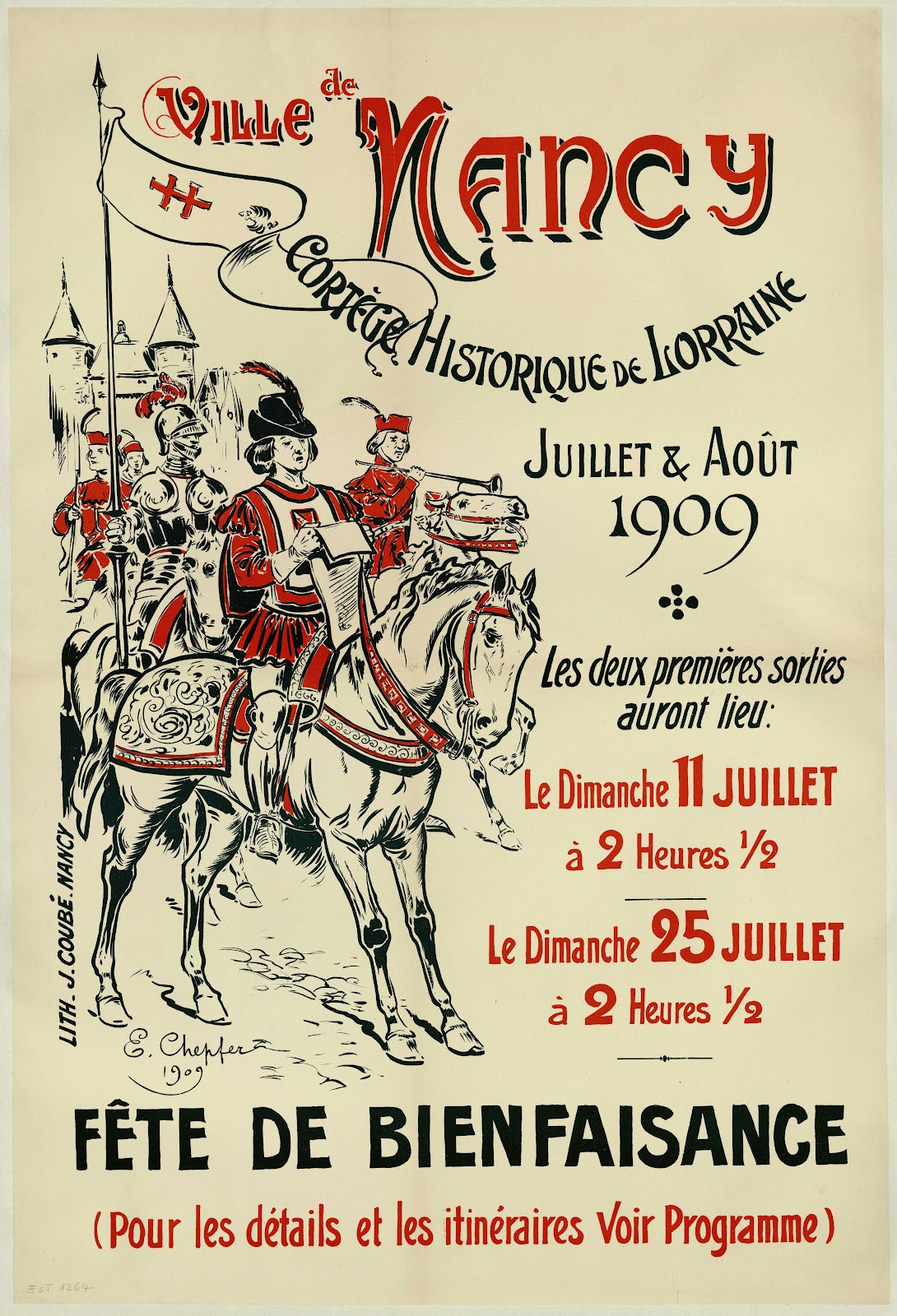 Ville de Nancy cortège historique de Lorraine Juillet et août 1909 1909
