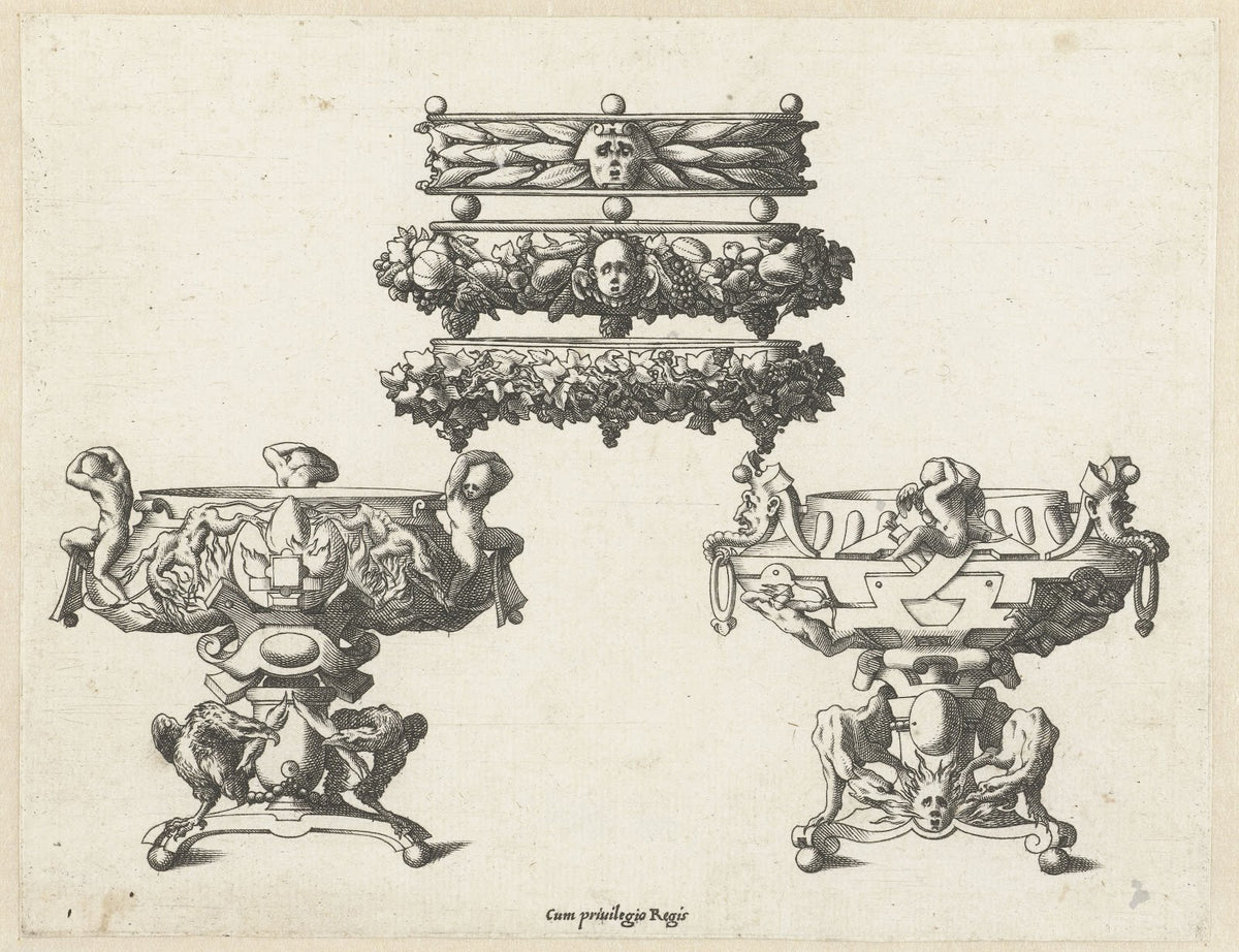Three trays and two salt containers 1542 1580