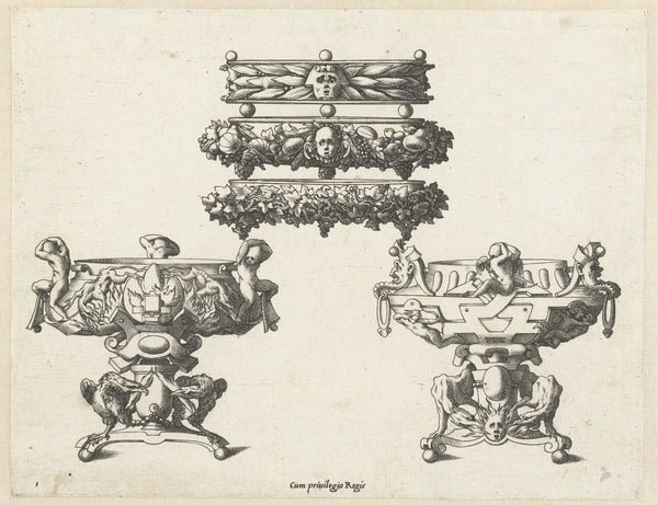 Three trays and two salt containers 1542 1580