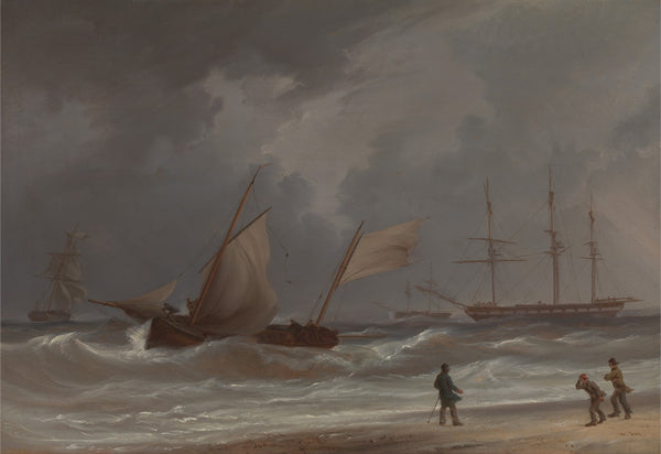 A Lugger Driving Ashore in a Gale