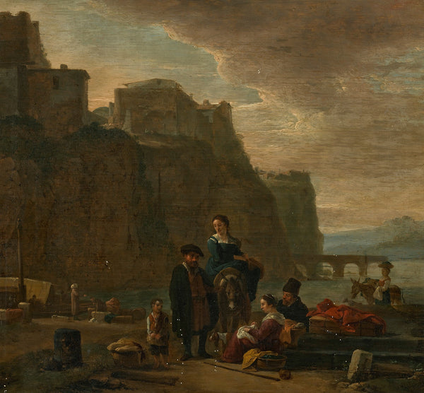 Peasants on an Italianate shoreline