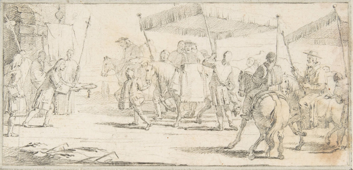 Keys of a City Offered to a Procession of Cardinals Headed by a Riderless Horse