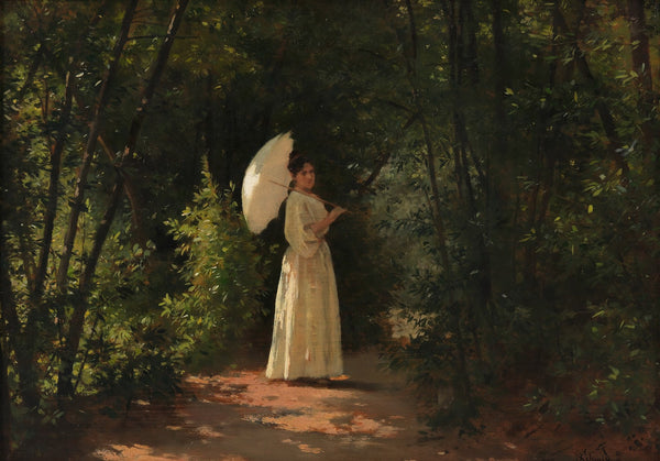 Leopoldine Schmid die Gattin des Künstlers im Garten 1890
