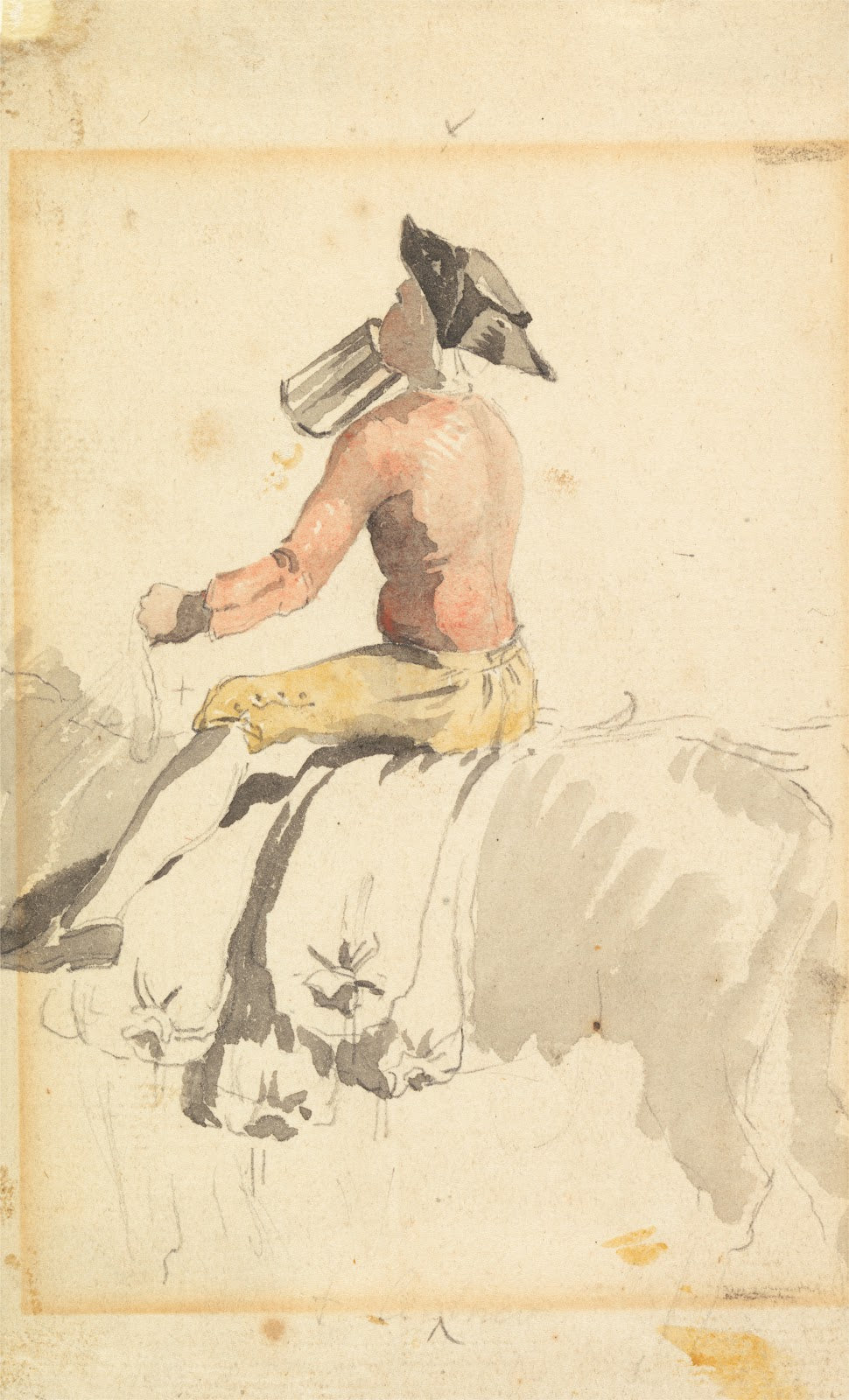 A Groom on Horseback Drinking