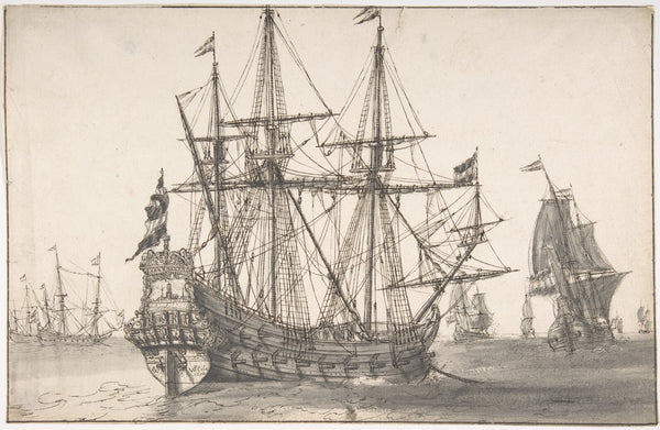 Dutch Men Of War At Anchor 17th century