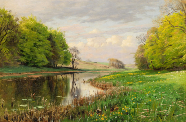 Sommerlandschaft mit Flußlauf 1900