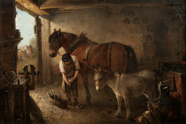 A Farrier Shoeing A Plough Horse