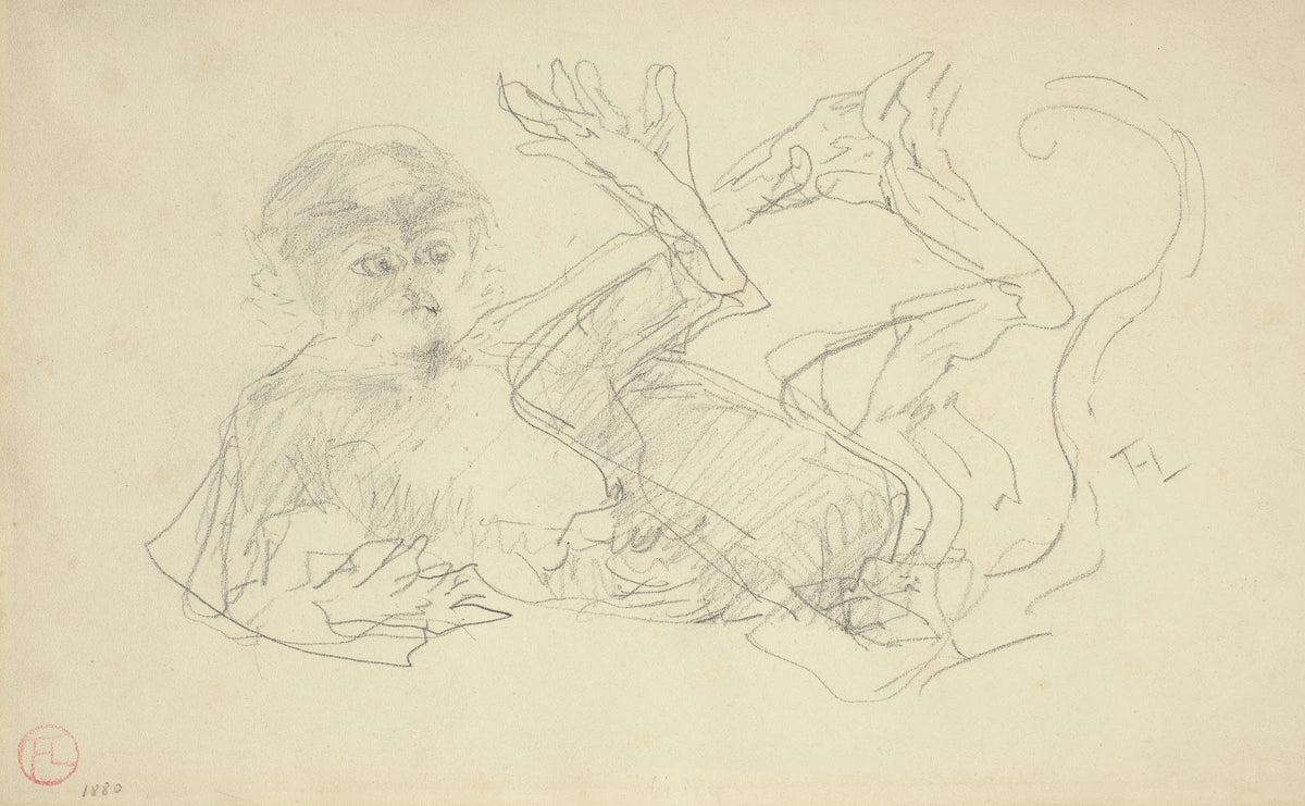 A Monkey Playing on His Back 1880