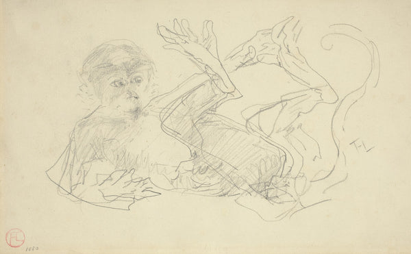 A Monkey Playing on His Back 1880