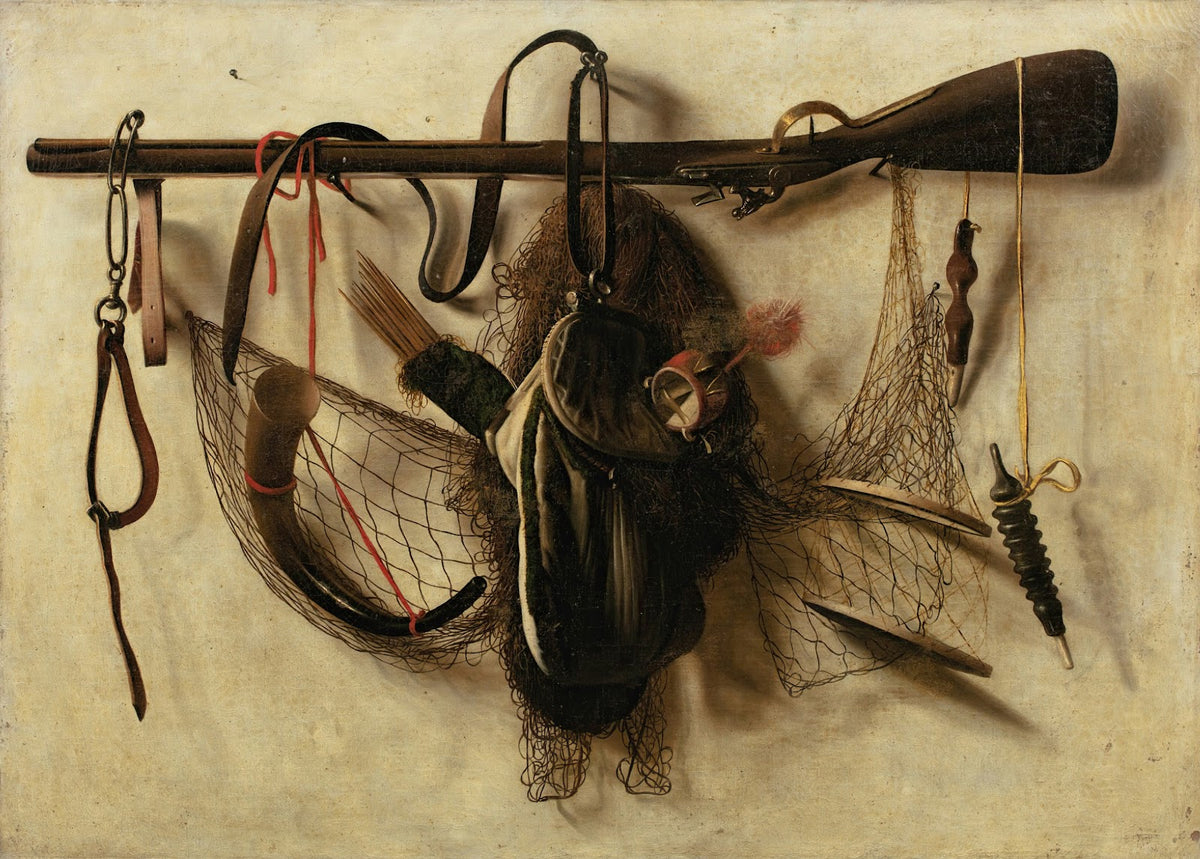 Still life with falconry instruments