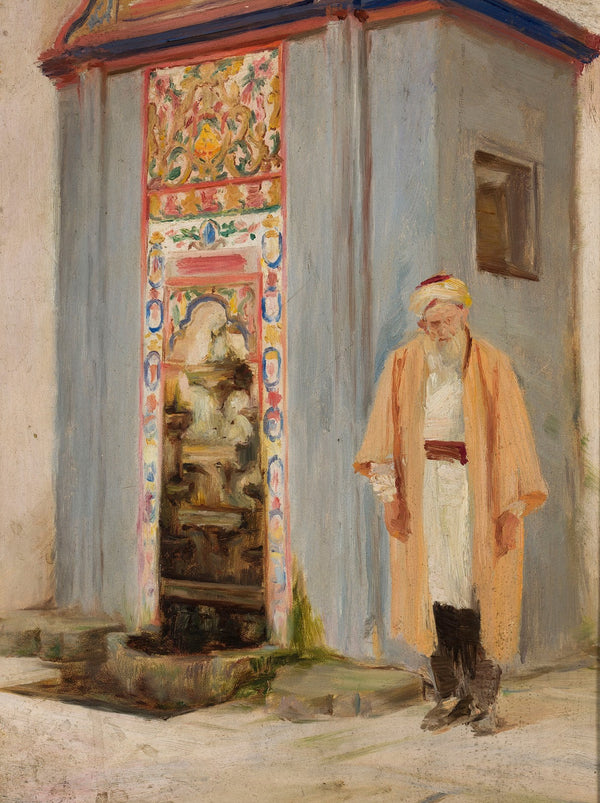 Local man by the fountain in Bakhchisaray From the journey to Crimea between 188