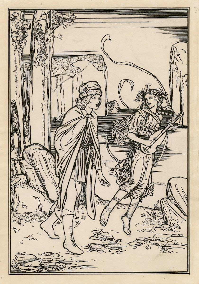 Design for full page illustration to act 1 scene 2 of Bells edition of The tempe