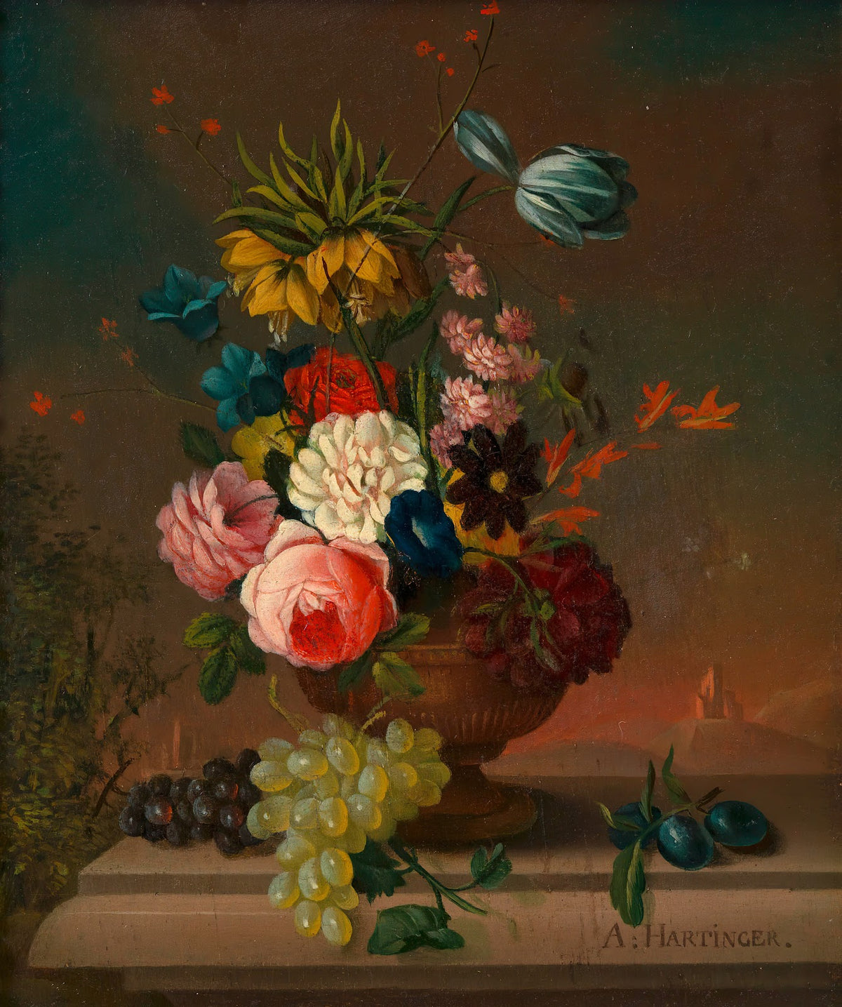 Blumenstillleben mit Obst around 1850