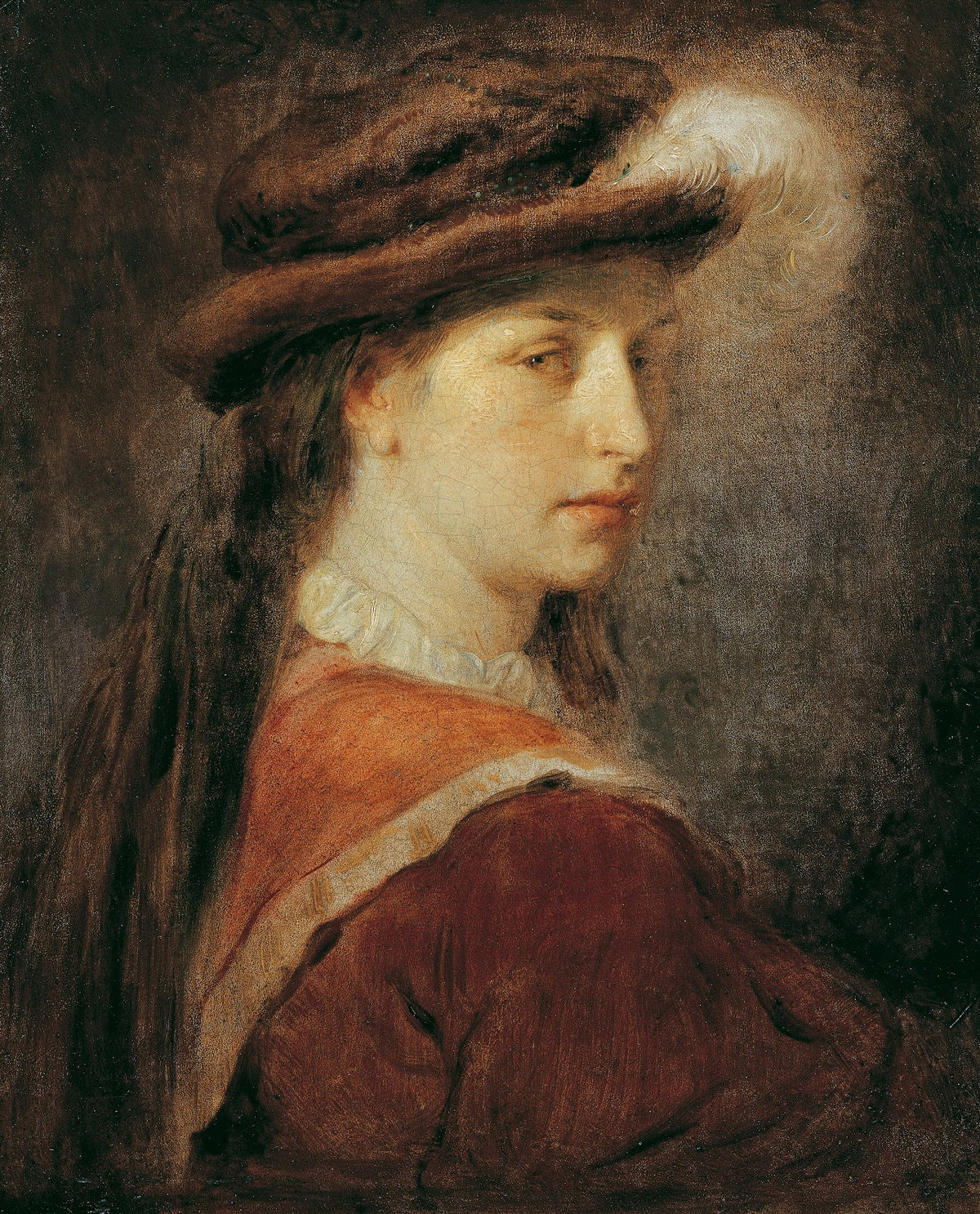 Dame Mit Federhut 1870