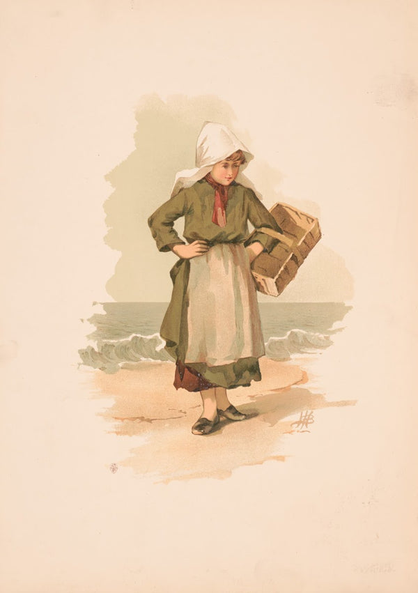 Study Girl with basket on the beach 1886